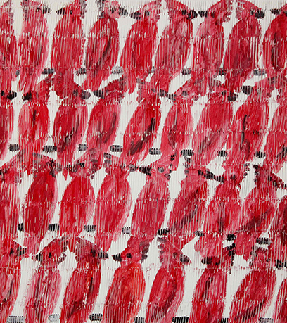 Một bức tranh của các hồng y trên phông nền trắng.