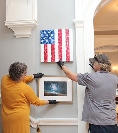 Tác phẩm nghệ thuật theo chủ đề Mỹ đang được lắp đặt trong Biệt thự Executive.